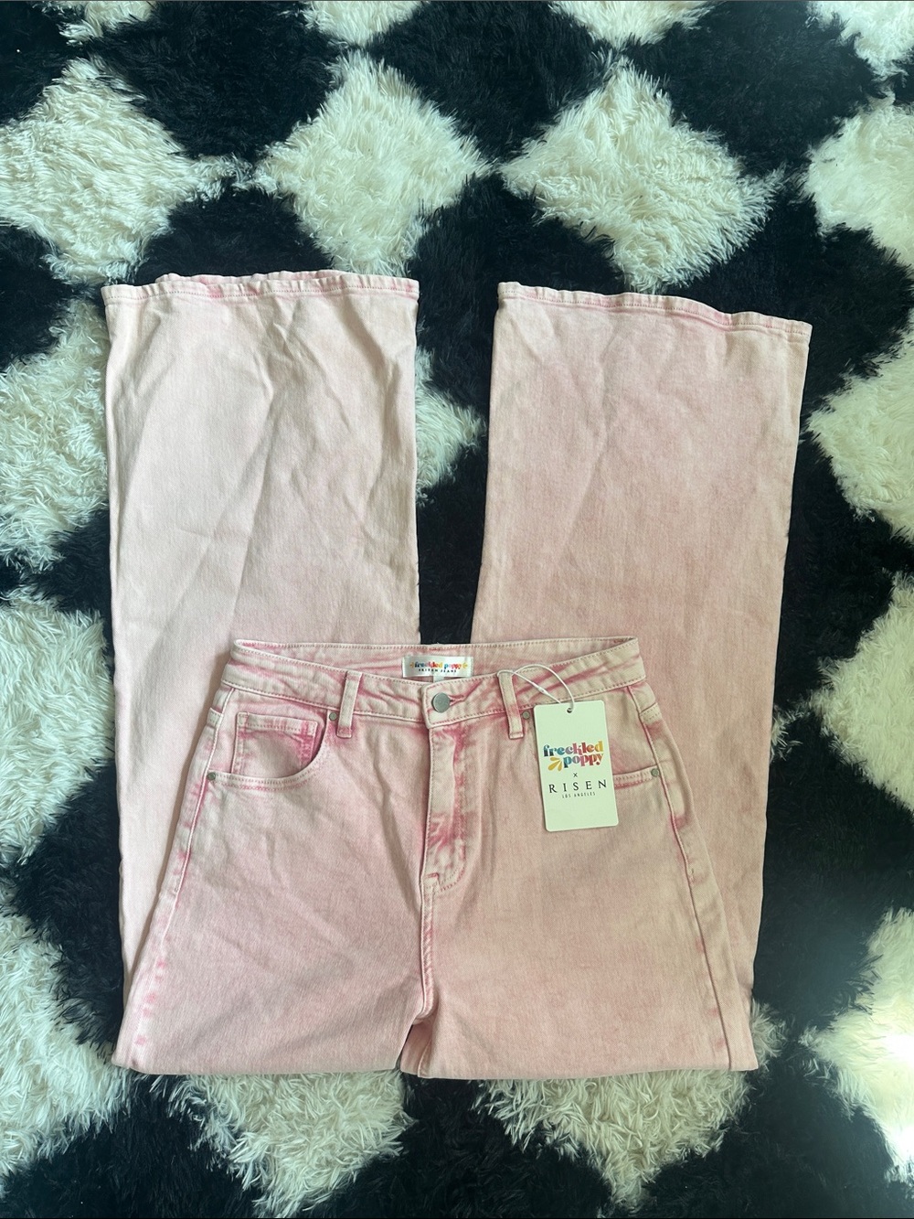 Pink High-Rise Wide Leg Jeans